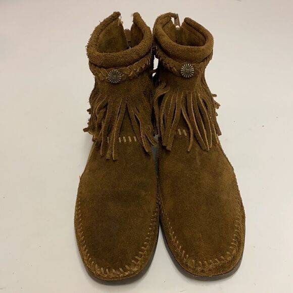 Minnetonka Hi-Top Zip Boot Dark Brown Suede Size 6 A2 - Picture 4 of 9